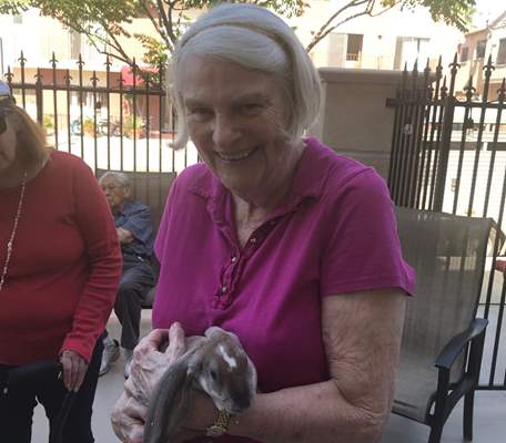 silverado resident holding a rabbit