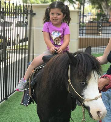 young girl riding a pony