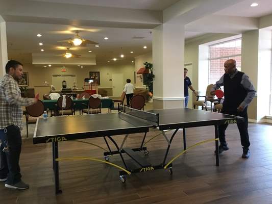 Residents playing table tennis