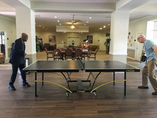 Residents playing table tennis