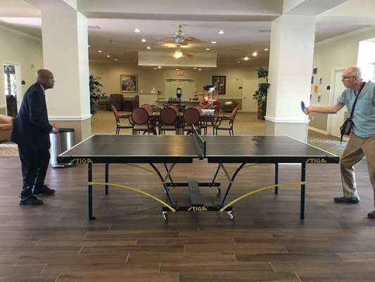 Residents playing table tennis